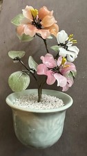 Vintage Chinese Carved Hardstone Flower Tree in Cloisonné Enamel Planter — listing 6