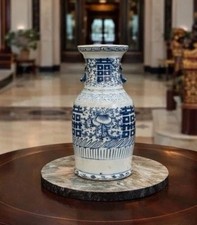 Chinese Blue and White Porcelain Yenyen Vase with Landscape Scene — listing 6