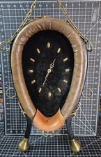Antique Horse Collar Repurposed into Wall Clock with Green Velvet Face and Brass Numerals — listing 6