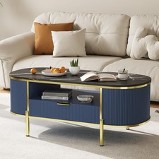 Vintage Mid-Century Italian-Style Marble Top Coffee Table with Mahogany Curved-Leg Base and Lower Shelf — listing 6
