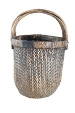 Antique Chinese Hand-Woven Willow Rice Gathering Basket with Bentwood Handle — listing 6