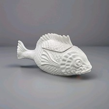 Figural Fish Soup Tureen, Majolica-Style Ceramic, Salmon/Rose Glaze — listing 2