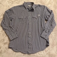 Roebuck & Co. Men's Short-Sleeve Western Plaid Snap Shirt, Size Large