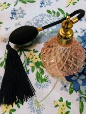 Vintage Pressed Glass Perfume Atomizer Bottles with Gold Mesh Bulb Sprayers (Group of 3) — listing 6
