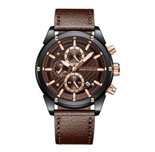 Mini Focus Men's Tonneau Chronograph-Style Sport Watch, Black & Rose Gold — listing 4
