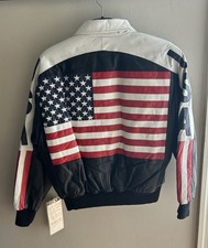 Michael Hoban Where M I WhereMI USA Flag Leather Bomber Jacket — listing 4
