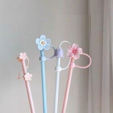 Starbucks Cold Cup Tumbler with Silicone Flower Straw Topper, Colorful Floral Design — listing 4