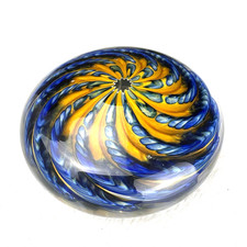 Hand-Blown Art Glass Vase with Swirled Orange, Red and Black Marbled Pattern — listing 5