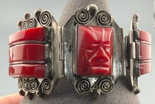 Vintage Two-Tone Textured Panel Link Statement Necklace