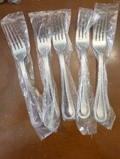 Set of 6 Stainless Steel Dinner Forks with Beaded Edge Pattern — listing 5