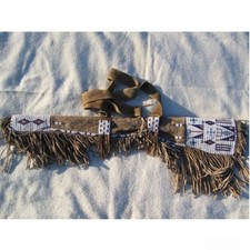 Handmade Native American-Style Suede Leather Figure Doll with Beadwork and Horsehair — listing 4