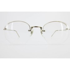 Vintage 1930s-40s Rimless Gold-Filled Eyeglasses with Numont-Style Bridge and Celluloid Wire Temples in B.A. Soper Optometrist Case — listing 2