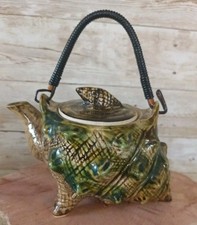 Figural Porcelain Conch Shell Teapot with Twin Dolphin Handle and Coral Motif — listing 5