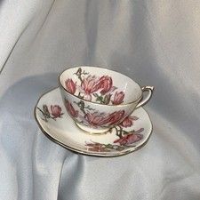Roslyn Fine Bone China Magnolia Pattern Teacup and Saucer — listing 6