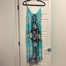 Roxy Mustard Yellow Floral V-Neck Cinched Front Mini Dress, Size Medium — listing 5
