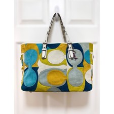 Coach Signature Gallery Beige/Khaki Jacquard Tote Purse with Suede Trim Yes - format like No. XXXXX-XXXXX — listing 4