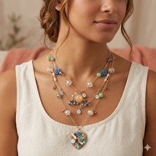 Layered Gold-Tone Graduated Butterfly Pendant Necklace Set — listing 3