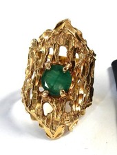 brutalist emerald 14k Brutalist 14k Gold Rough Emerald Ring — listing 3