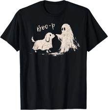 Women's Halloween Boo Graphic T-Shirt, Black with Orange Buffalo Plaid Print, Size L — listing 2