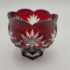 Ruby Red Cadmium Glass Tulip Votive Candle Holder, 4" Tall — listing 4
