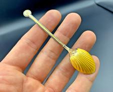Vintage Guilloché Enamel Silver-Gilt Demitasse / Coffee Spoon with Green Enamel Handle and Gilt Fleur-de-Lis / Trefoil Motif — listing 5