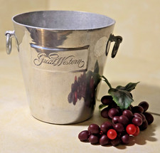 Cast Aluminum Champagne Chiller / Ice Bucket with Embossed Grapevine Motif and Ring Handles, listing 6
