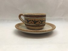 Kontos Pottery Cyprus Textured Egg-Form Ceramic Vase / Tealight Holder with Floral Motif — listing 6