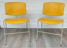 Vintage Steelcase Max Stacker Chrome Wire Frame Side Chair, Orange Upholstery, listing 5
