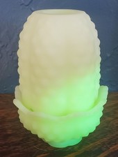 Green Hobnail Glass Two-Piece Fairy Lamp (Domed Shade + Ruffled Base) — listing 6