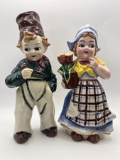 Vintage Hand-Painted Dutch Boy & Girl Figural Planter with Windmill Motif, Royal Japan — listing 2