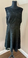 Dress Barn Black and White Circle Print Sheath Dress with Button Waist Tabs, Size 14 — listing 3