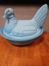 Westmoreland Iridescent Carnival Glass Hen on Nest Covered Dish — listing 3