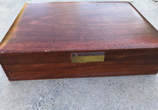 Vintage Oak Silverware Flatware Storage Chest with Two Drawers and Green Anti-Tarnish Felt Lining, listing 3