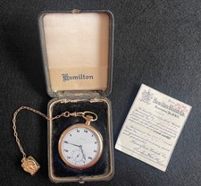 Antique Hamilton Open-Face Railroad-Grade Pocket Watch, Gold-Filled Case — listing 2