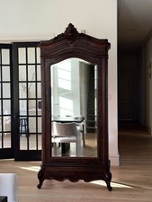 Antique Hand-Carved Two-Door Armoire with Foliate Scrollwork and Bird Motif — listing 4