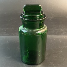 Vintage Emerald Green Glass Apothecary Storage Jar with Ground Glass Stopper Lid, Made in Italy — listing 2