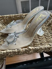 Lulus Clear PVC Rhinestone Sunburst Pointed-Toe Mule Heels