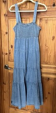 off shoulder tiered Michael Michael Kors Off-Shoulder Tiered Chambray Maxi Dress