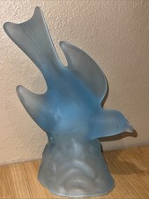 Frosted Blue Satin Glass Bluebird Figurine with Raised Wings — listing 4