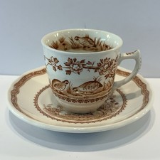 Vintage Brown Transferware Floral Teacup — listing 5