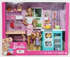 Barbie Doll House Furniture Lot - Kitchen, Refrigerator, Pool, Hutch & 2 Dolls — listing 2