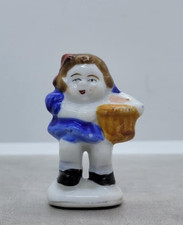 Vintage Hand-Painted Porcelain Figurine, Girl with Goose, likely Occupied Japan Era