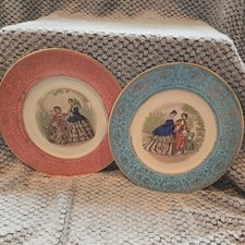 Salem China Imperial Service Plate with Colonial Courting Couple, Cobalt Blue & 23K Gold Filigree Border — listing 4