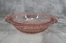 Pink Depression Glass Sugar and Creamer Set with Cut Floral Etching and Beaded Rim, listing 3