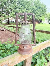 Antique Tubular Barn Lantern with Red Globe (Universal marked) — listing 4
