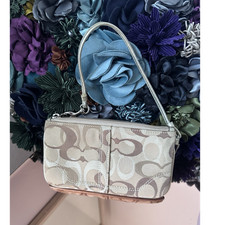 Coach signature jacquard wristlet Signature Jacquard Flap Wristlet with Pink Leather Trim — listing 3