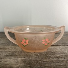 Pink Satin Depression Glass Console Bowl with Scalloped Flared Rim, circa 1930s — listing 2