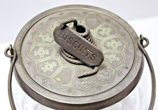 Antique Cut Crystal & Silver-Plate Hinged Lidded Sugar Casket / Biscuit Box with Swing Handle — listing 3