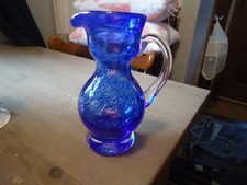 Reijmyre Swedish Hand-Blown Clear Glass Pitcher with Applied Handle