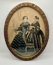 Antique Victorian Oval Gilt Gesso Frame with 'Household Devotion' Engraving, Sammons Clark & Co. Chicago, circa 1870s-1880s — listing 5